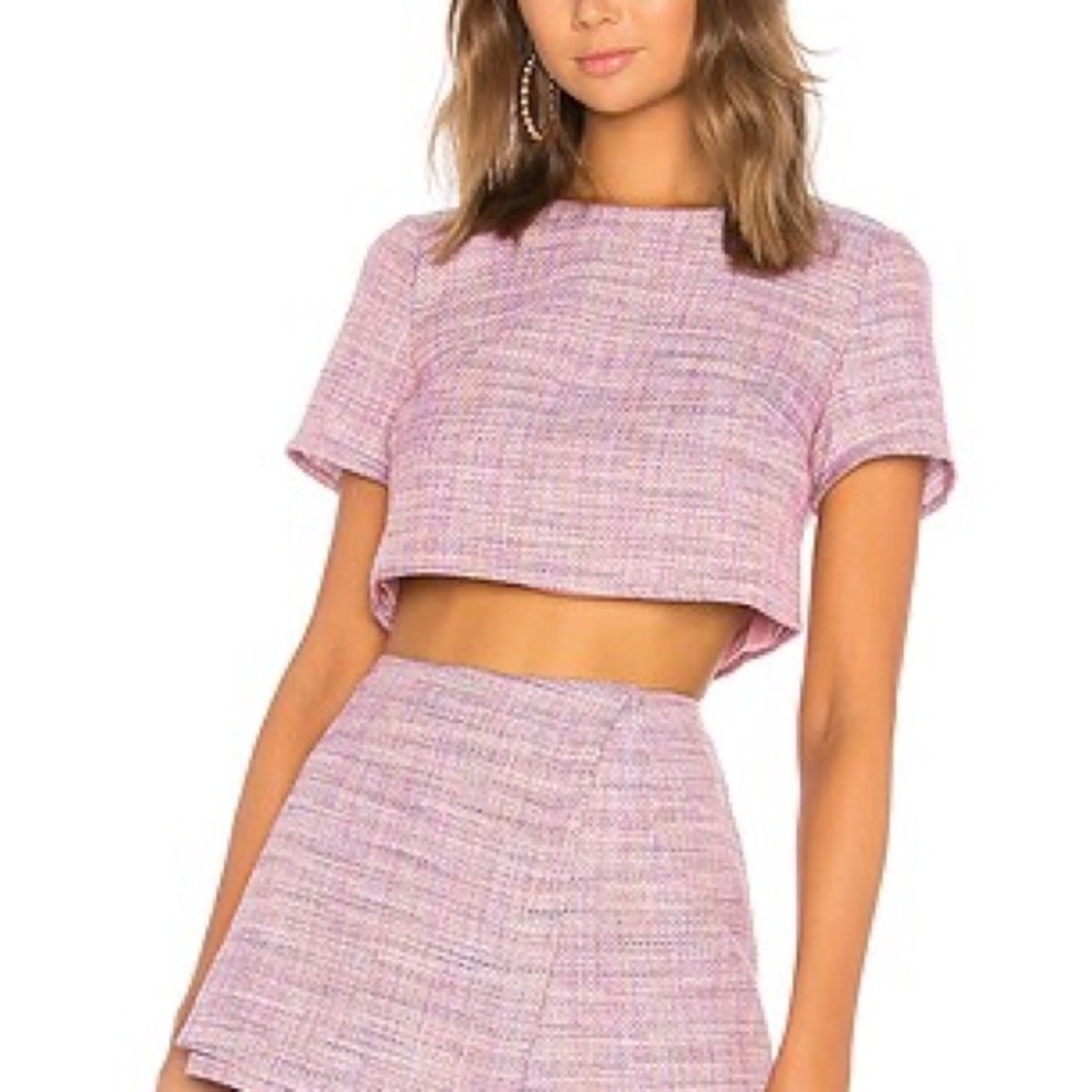 Lovers + Friends Multicolor Tweed Crop Top & Skort